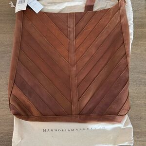 Raven + Lily Brown Leather Chevron Tote
